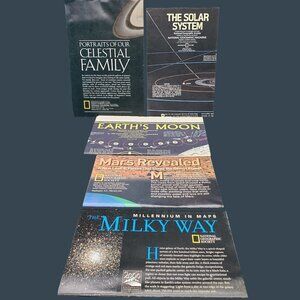 National Geographic Space Maps Lot Moon Mars Solar System Milky Way 1969 1981